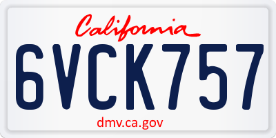 CA license plate 6VCK757