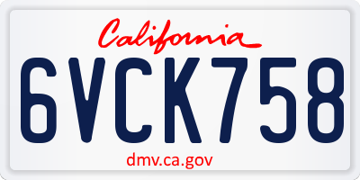 CA license plate 6VCK758