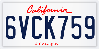 CA license plate 6VCK759
