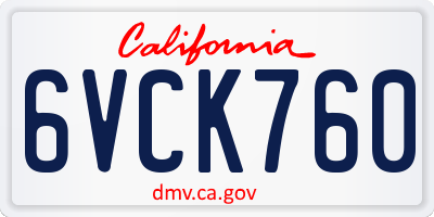 CA license plate 6VCK760
