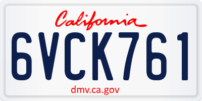 CA license plate 6VCK761