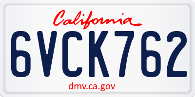 CA license plate 6VCK762