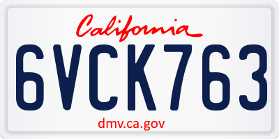 CA license plate 6VCK763