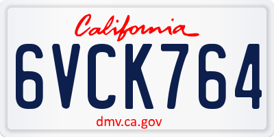 CA license plate 6VCK764