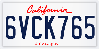CA license plate 6VCK765