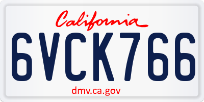 CA license plate 6VCK766