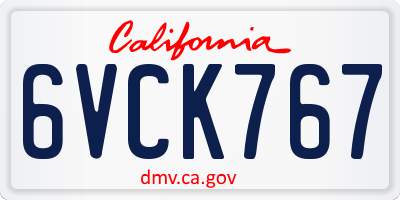 CA license plate 6VCK767