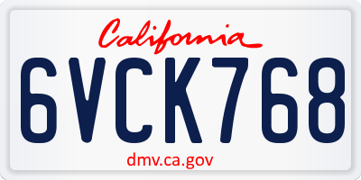 CA license plate 6VCK768
