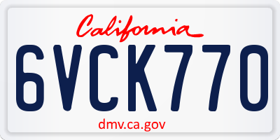 CA license plate 6VCK770