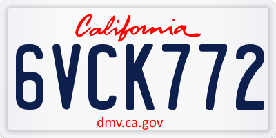 CA license plate 6VCK772
