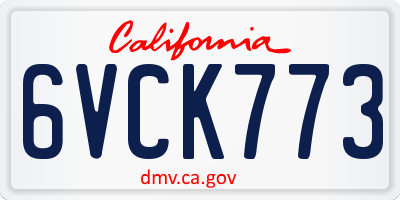 CA license plate 6VCK773