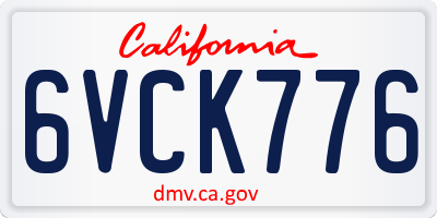 CA license plate 6VCK776