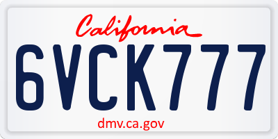 CA license plate 6VCK777
