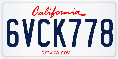 CA license plate 6VCK778
