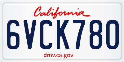 CA license plate 6VCK780