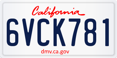 CA license plate 6VCK781