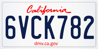 CA license plate 6VCK782