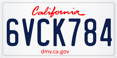 CA license plate 6VCK784