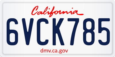 CA license plate 6VCK785