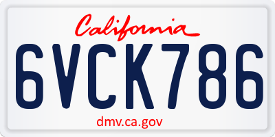 CA license plate 6VCK786