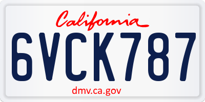 CA license plate 6VCK787