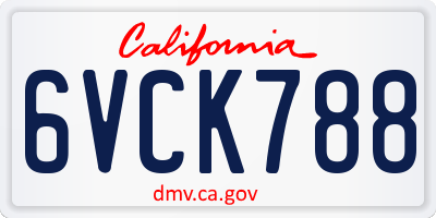 CA license plate 6VCK788