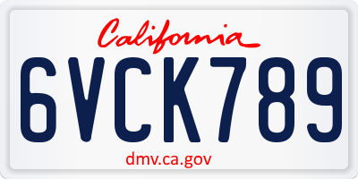 CA license plate 6VCK789