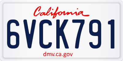 CA license plate 6VCK791