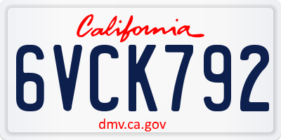 CA license plate 6VCK792