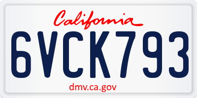 CA license plate 6VCK793