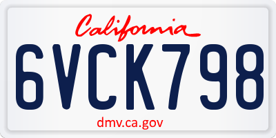 CA license plate 6VCK798