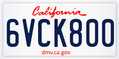 CA license plate 6VCK800