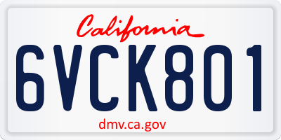 CA license plate 6VCK801