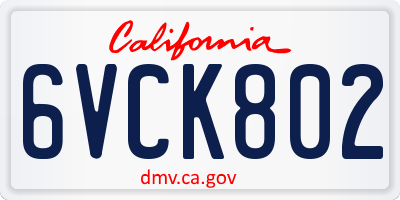 CA license plate 6VCK802
