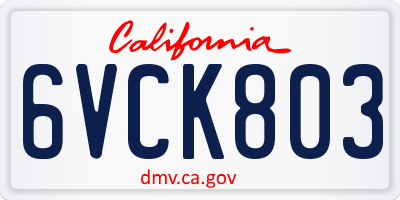 CA license plate 6VCK803