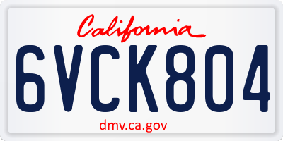 CA license plate 6VCK804