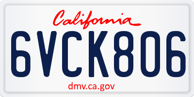 CA license plate 6VCK806