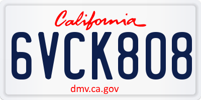 CA license plate 6VCK808