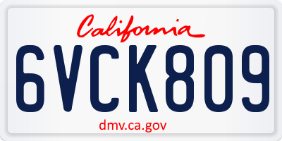 CA license plate 6VCK809