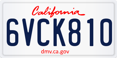 CA license plate 6VCK810