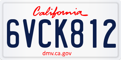 CA license plate 6VCK812