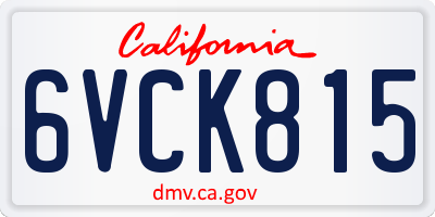 CA license plate 6VCK815