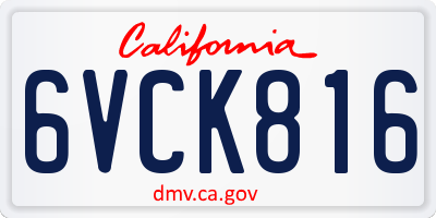 CA license plate 6VCK816