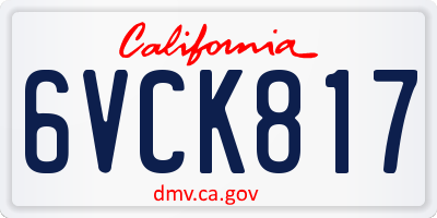 CA license plate 6VCK817