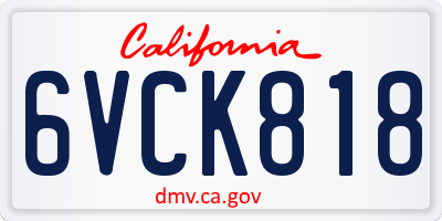CA license plate 6VCK818