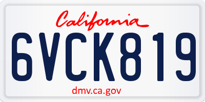CA license plate 6VCK819
