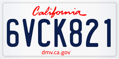 CA license plate 6VCK821