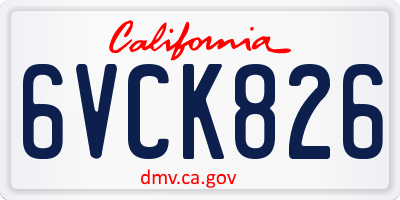 CA license plate 6VCK826