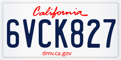 CA license plate 6VCK827