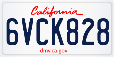 CA license plate 6VCK828